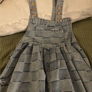 Bibi denim checkered overalls jumpsuit wide leg large